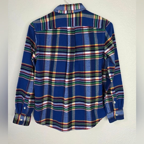 Polo Ralph Lauren boys flannel button down, Navy blue plaid, Size M 10-12 - Picture 4 of 5